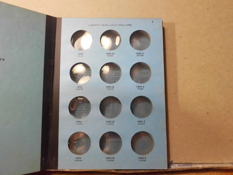 ВИНТАЖНЫЙ СВОБОДА ГОЛОВА ПОЛОВИНА ДОЛЛАРОВ 1892 - 1903 ~ MEGHRIG АЛЬБОМ - Изображение 4 из 4