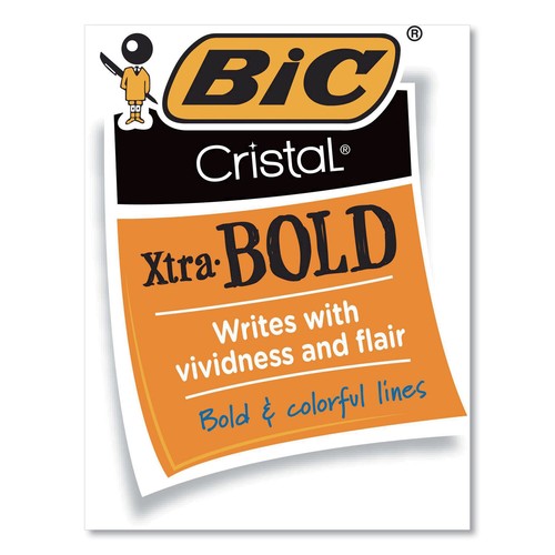 Cristal Xtra Bold Kugelschreiber, Stick, fett 1,6 mm, blaue Tinte, klares Fass, 24/ - Bild 2 von 4
