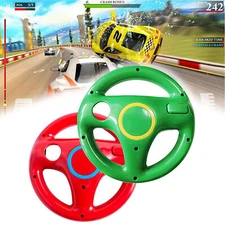 Red Green Racing Steering Wheel for Wii Remote Game Controller Mario Kart Game