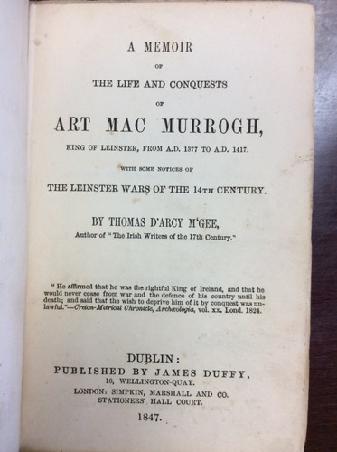 ART MAC MURROGH By Thomas D'Arcy M'Gee - 1847 - Ireland - Picture 2 of 2