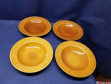 Vintage Oneida "ARTASIA ORANGE" Set/4 Soup/Salad Bowls Embossed Border Nice!