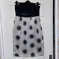 Monsoon Black & White Silk Cocktail Party Xmas Dress Size 8