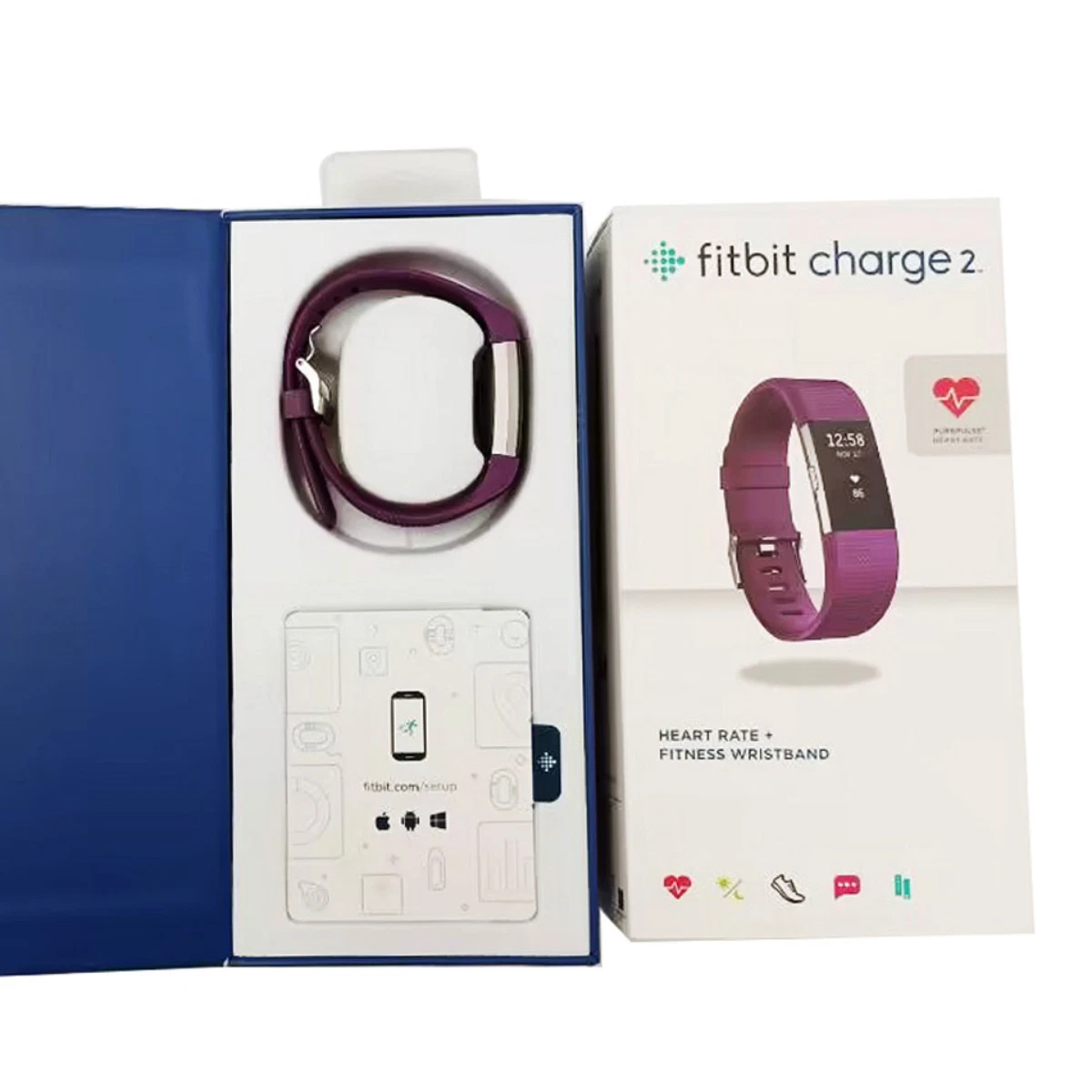NEW Fitbit Charge HR Fitness Activity Tracker- Black/Blue/Purple