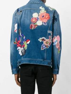hedi slimane SAINT LAURENT embroidered love denim jacket blue size