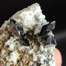 Several Anatas Crystal Grown On Matrix On Transparent Albite From Pakistan, 25g