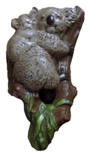 Vtg Scarlatella Mold Chalk Ware Realistic 3D Koalas Bear Animal Wall Art Plaque