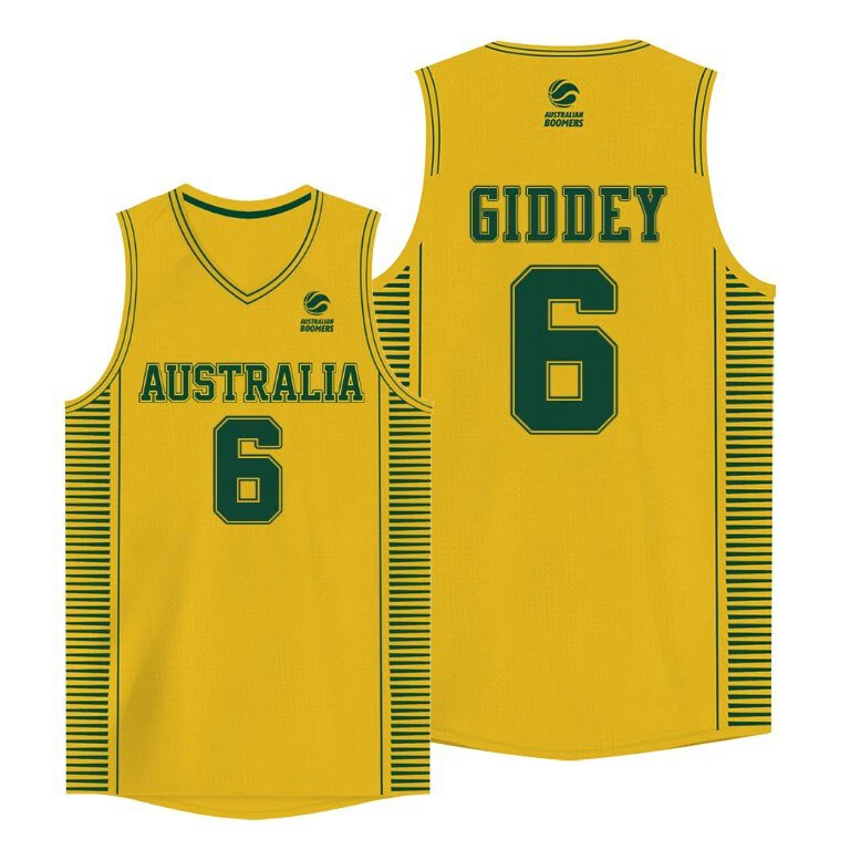 Retro Josh Giddey #6 #14 Green Yellow Team Australia Basketball Jerseys  Custom