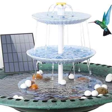 3.5W Solar Pump 3 Tiered Bird Bath With Detachable DIY Solar Fountain For Garden