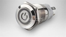 1PC BLUE Led Lighted Push Button 16mm 12V Metal ON-OFF Switch