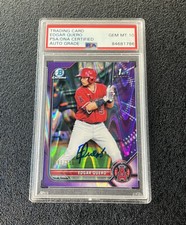 Edgar Quero Signed 2022 1st Bowman Chrome Purple RayWave /250 Psa GEM MT 10 AUTO