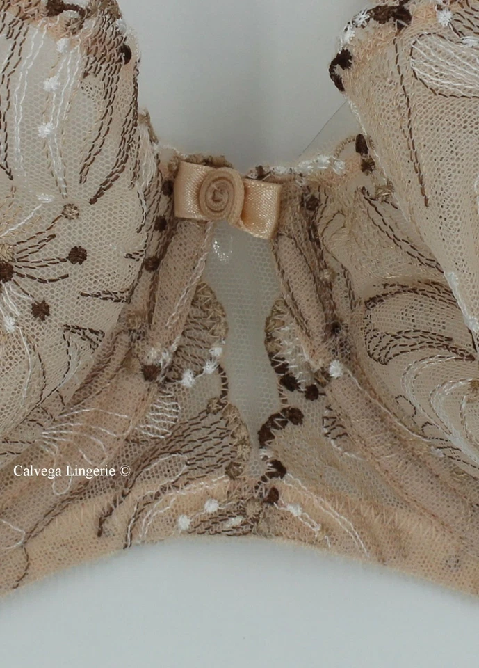 NUEVO CON ETIQUETAS SUJETADOR FELINA Paramour 115009 "Ellie" sin forro balconette malla bordada beige Foto 2 de 4