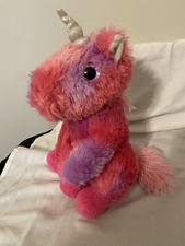 Spark Create Imagine Pink Sparkly Rainbow Unicorn Plush Silver Horn Stuffed