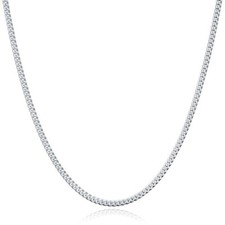Real 925 Sterling Silver Mens 2.5mm Curb Cuban Chain Necklace - All Sizes