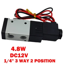 1/4" 3-Way 2-Position Directional Control Electric Solenoid Air Valve 12V DC HOT