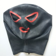 Latex Hood Open Mouth and Beautiful Eyes Handmade Rubber Mask Club Wear Costumes