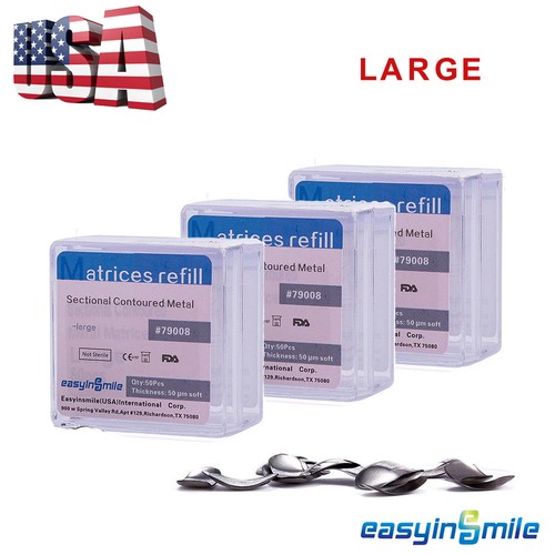 150Pc Dental Sectional Contoured Metal Matrices Matrix Bands Large Refill 50μm eBay