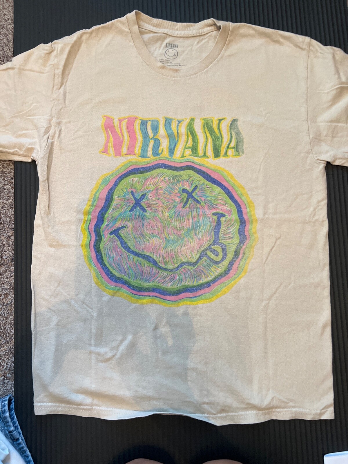 Nirvana Beige Cotton Medium Short Sleeve Vintage Band Tee