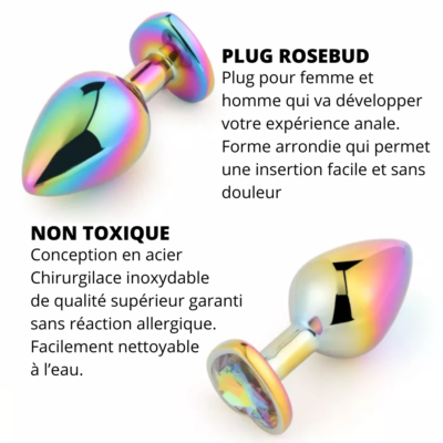 Sex Toy Plug Anal RoseBud En Forme De Cœur - Taille M - Rose - Neuf