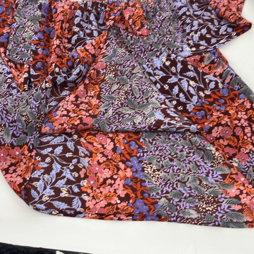 Anthropologie Maeve XS Vallita Off Shoulder Ruffled Floral Top Purple Pink - Picture 6 of 8