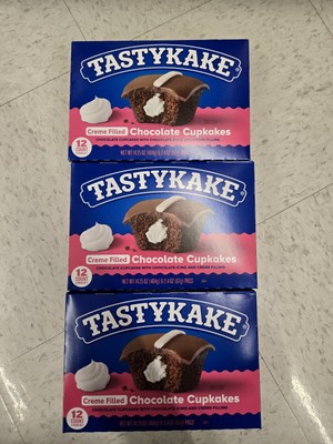 3 Boxes - Tastykake Creme Filled Chocolate Cupcakes 14.25oz Box
