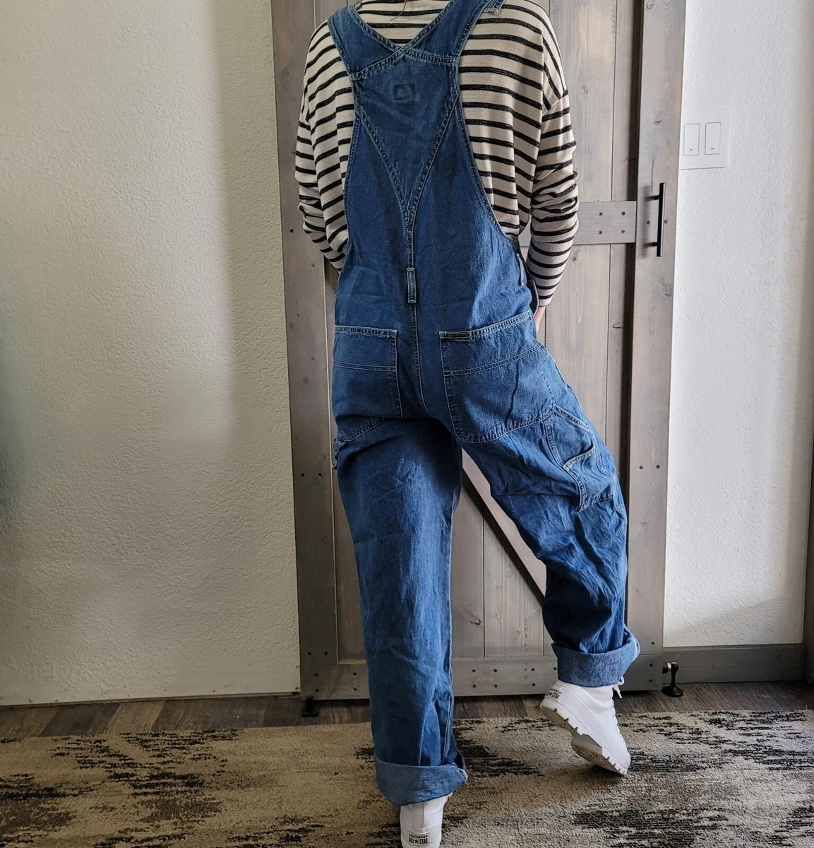 Vintage 90s Calvin Klein Overalls Large CK Jeans Denim Baggy 100% Cotton Bib