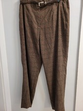 Covington Petite Stretch Womens 12P Trouser Dress Pants Brown  Light Pink