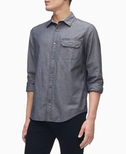 Calvin Klein Men's Long Sleeve Chambray Stripe Shirt XL New RARE