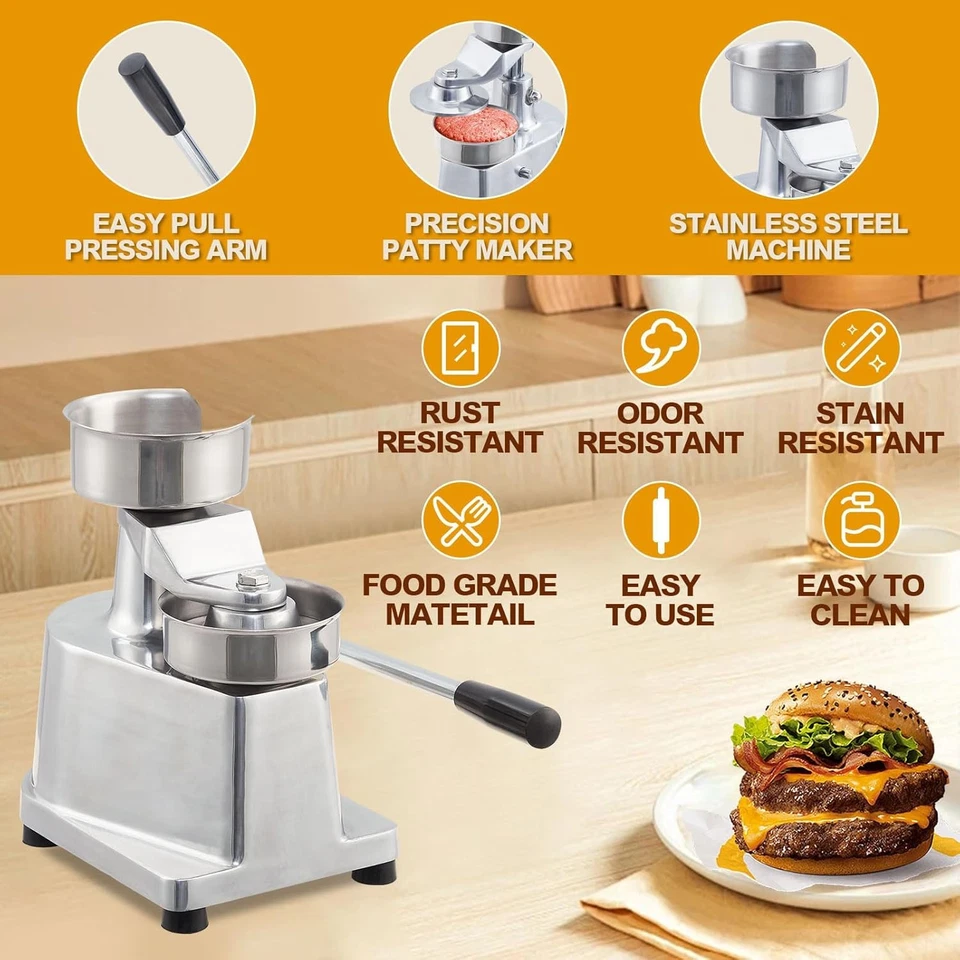 Prensa comercial para hamburguesas de 4"/5"/6" para hacer hamburguesas de diámetro Foto 4 de 4
