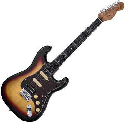 Mooer MSC10 Pro E-Gitarre Sunburst HSS Tremolo Roasted Maple Pappel Gigbag