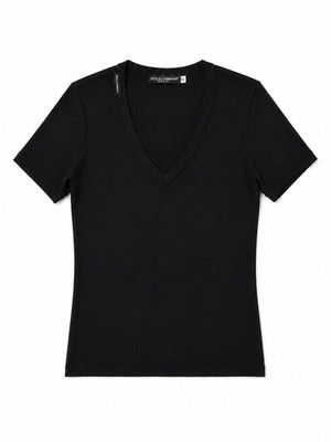 Dolce & Gabbana Herren T-Shirt 52 IT - L Schwarz Baumwolle Kurzarm Pre Owned