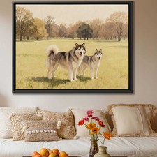 Watercolor Dog Artwork Alaskan Malamute Canvas Print Dog Lover Wall Art Decor