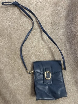 Lufthansa First Class Leather Crossbody Travel Bag Navy Blue  Buckle Amenity Kit