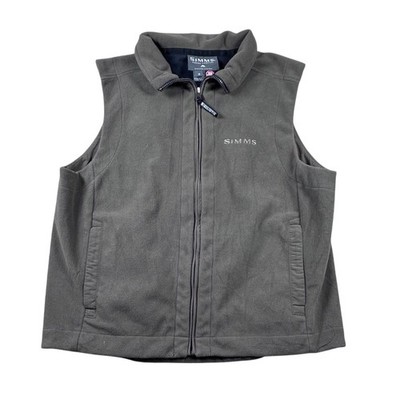Simms Fishing Products Gore Windstopper Fleece Vest Mens Medium Grey Olive Zip