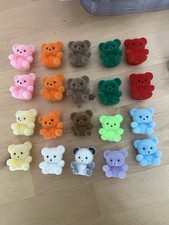 Lot of 20 Craft Miniature Flocked Teddy Bears Assorted Colors