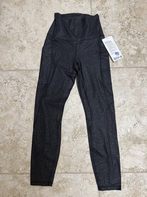 Lululemon Align Pant 25  Pockets Size 4 Black Gray Print Leggings NWT Yoga