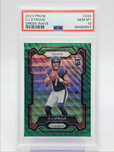 C.J. STROUD 2023 PANINI PRIZM ROOKIE GREEN WAVE TEXANS GEM RC PSA 10 Q3517