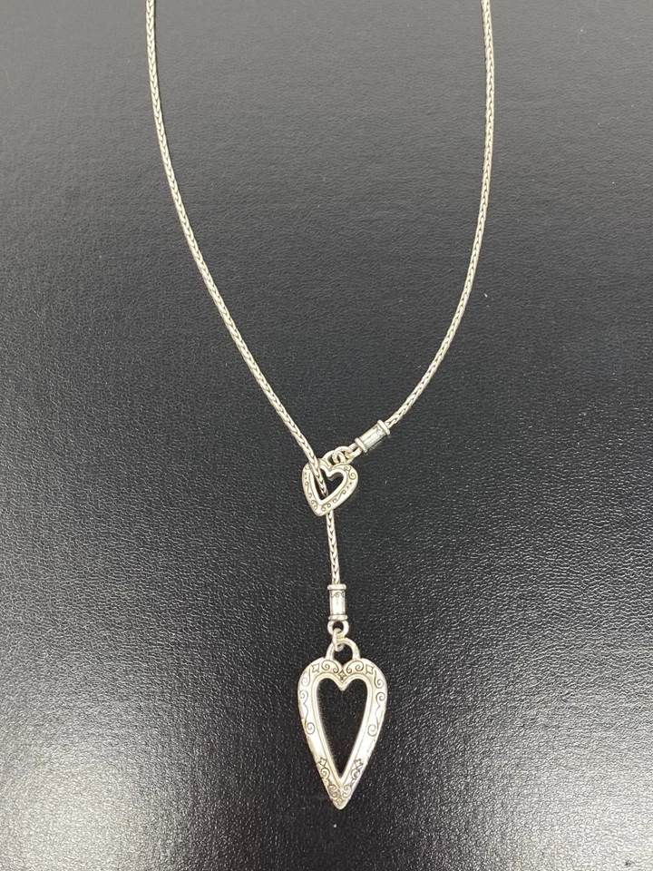 Collar De Colección Brighton Ducha de Corazones Para Mujer Tono Plateado Doble Corazón Lariat Foto 4 de 4