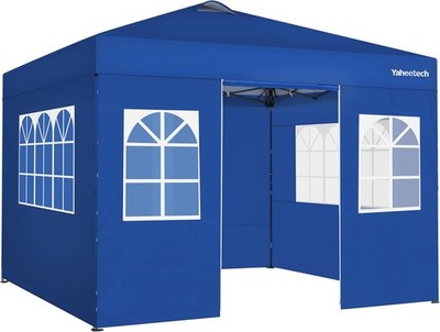 10x10 FT Pop Up Canopy Tent W/ 4 Side Walls & One-Push Setup & Roller Bag