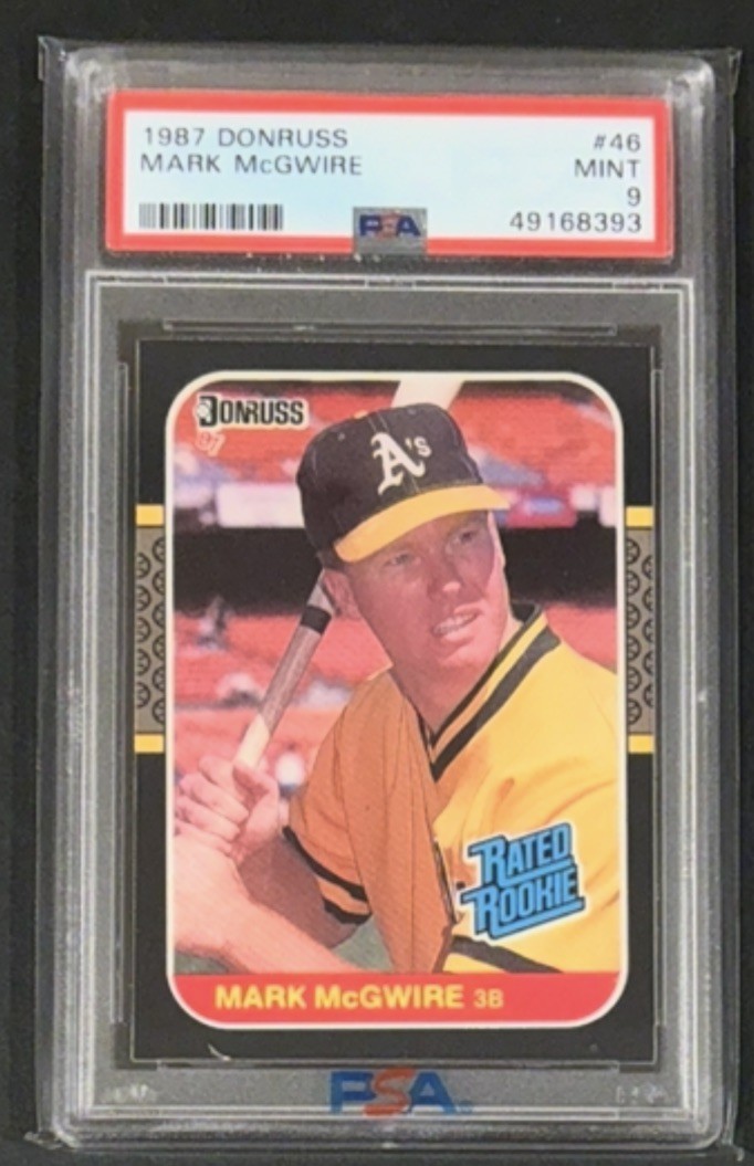 1987 Donruss #46 Mark McGwire PSA 9 Rated Rookie Card RC Mint view 1