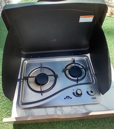 OUTDOOR CAMPING KITCHEN STOVE TOP  W/ COUNTER & DRAWER 2 BURNER PROPANE