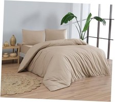 100 Cotton Jersey Duvet Cover Set - Ultra Soft  King/Cal King Beige