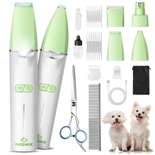 Dog Grooming Kit with LED Light, Low Noise Rechargeable 4 in 1 Pet Clippers f...