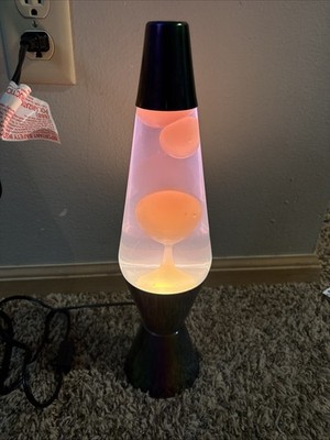Vintage Lava Lite Black Rainbow Bottom Orange Lava + Condition Works Great