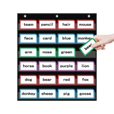 20  W x 25  H Classroom Words Pocket Chart with 6 Clear Pockets Black Standard ...