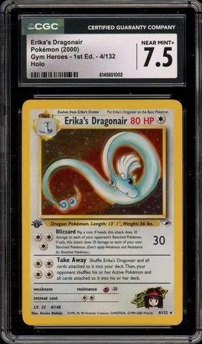 Pokemon Erika's Dragonair Gym Heroes 1st Edition Holo Rare #4 CGC 7.5