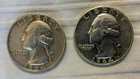 Two 1964 Silver Washington Quarters