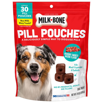 Milk Bone Pill Pouches Dog Treats, Hickory Smoked Bacon Flavor, 30 Count Bag....