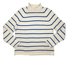 J.Crew 1988 Rollneck Cotton Sweater sz Men's M Oarsman Stripe Blue / Beige New