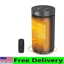 Quiet 1500W PTC Space Heater with Remote and Adjustable Modes for Home & Office