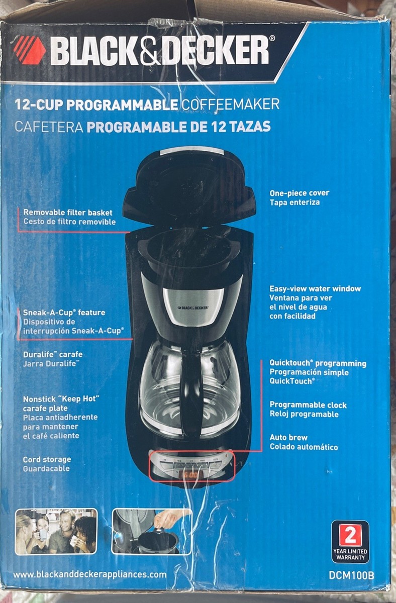 Glass Carafe Coffee Maker Black & Decker DCM100B 12-Cup Programmable Coffee  Maker  Glass Carafe, QuickTouch Controls, Sneak-A-Cup Pause Automatic  Coffee Machine
